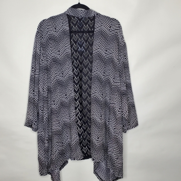 Catherines Chevron Stripe Open Front Stretch Cardigan Size 5X Asymmetric Hem NEW - Picture 6 of 14